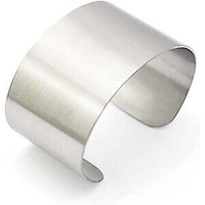 Silver Stainless Steel Wide Cuff Bangle for Women Punk Bracelet Adjustable